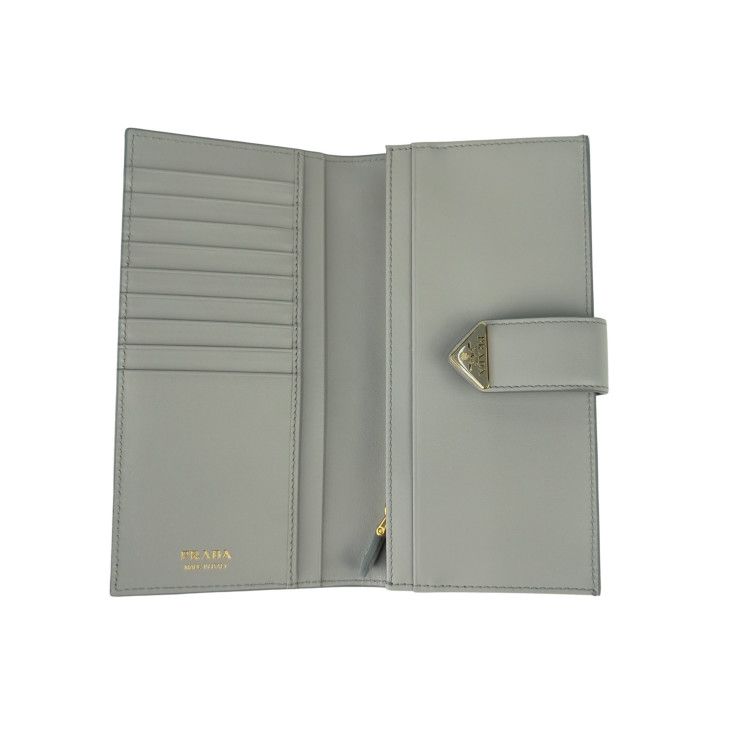 Prada Wallet City Calf Tab 1 Mv025 Light Gray Leather Bifold Long — view 7