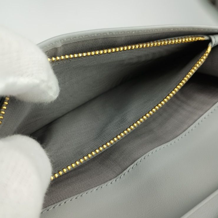 Prada Wallet City Calf Tab 1 Mv025 Light Gray Leather Bifold Long — view 9