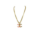 Chanel Necklace Coco Mark Gold Pink Metal Super — view 8
