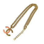 Chanel Necklace Coco Mark Gold Pink Metal Super — view 7
