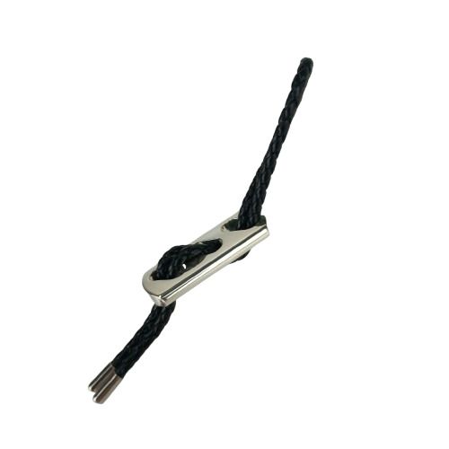 Hermes Key Holder Charm Black Silver Leather AG 925 Braided — view 2