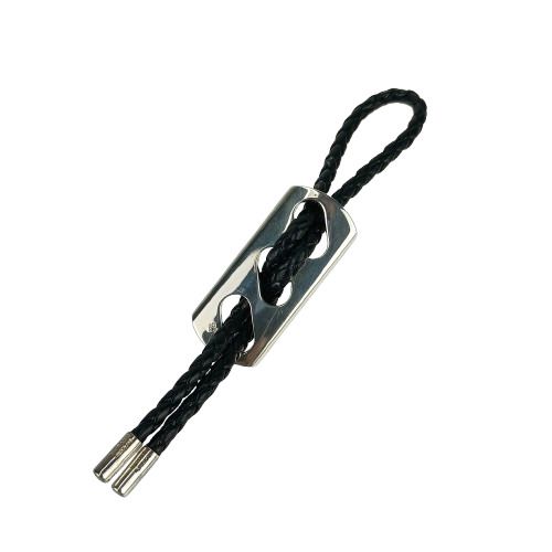 Hermes Key Holder Charm Black Silver Leather AG 925 Braided — view 3