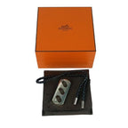 Hermes Key Holder Charm Black Silver Leather AG 925 Braided — view 7