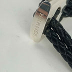 Hermes Key Holder Charm Black Silver Leather AG 925 Braided — view 6