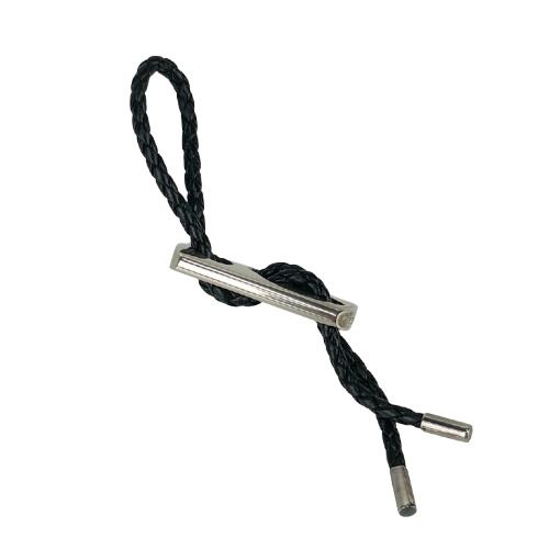 Hermes Key Holder Charm Black Silver Leather AG 925 Braided — view 2