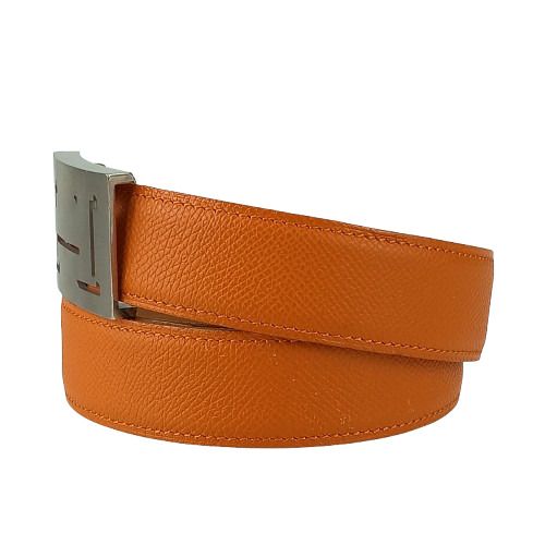 Hermes Belt Lucky Metal Orange Epson Constance Reversible Silver — view 3