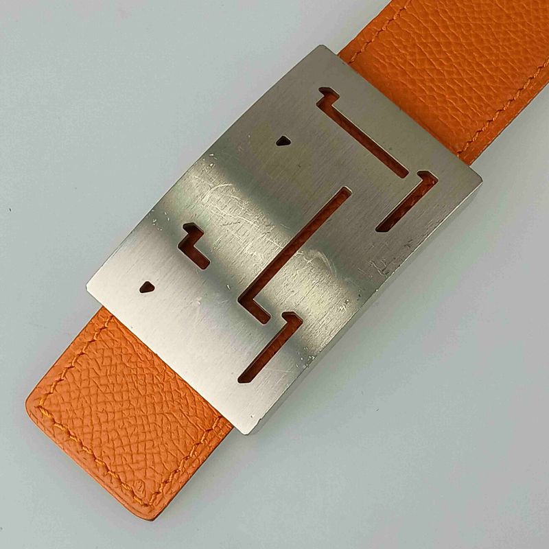 Hermes Belt Lucky Metal Orange Epson Constance Reversible Silver — view 4