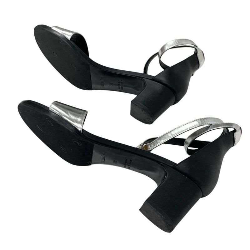 Hermes Manage Sandals Shoes Leather Silver Black Kelly Hardware Strap — view 6