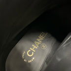 Chanel Boots Short Shoes Leather Patent Black Gold Coco Mark Icon Logo — view 7
