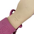 Chanel Sandals Shoes Leather Pink Gold Quilted Coco Mark Heart Chain Strap — view 8