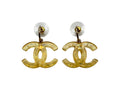Chanel CC Logo Dangling Earrings 08 Resin Glitter Clear Yellow