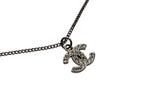 Chanel CC Logo Necklace 09 44 Rhinestone Metal Clear Silver — view 6