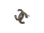 Chanel CC Logo Earrings Rhinestone Metal Clear Silver — view 3