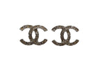 Chanel CC Logo Earrings Rhinestone Metal Clear Silver — view 2