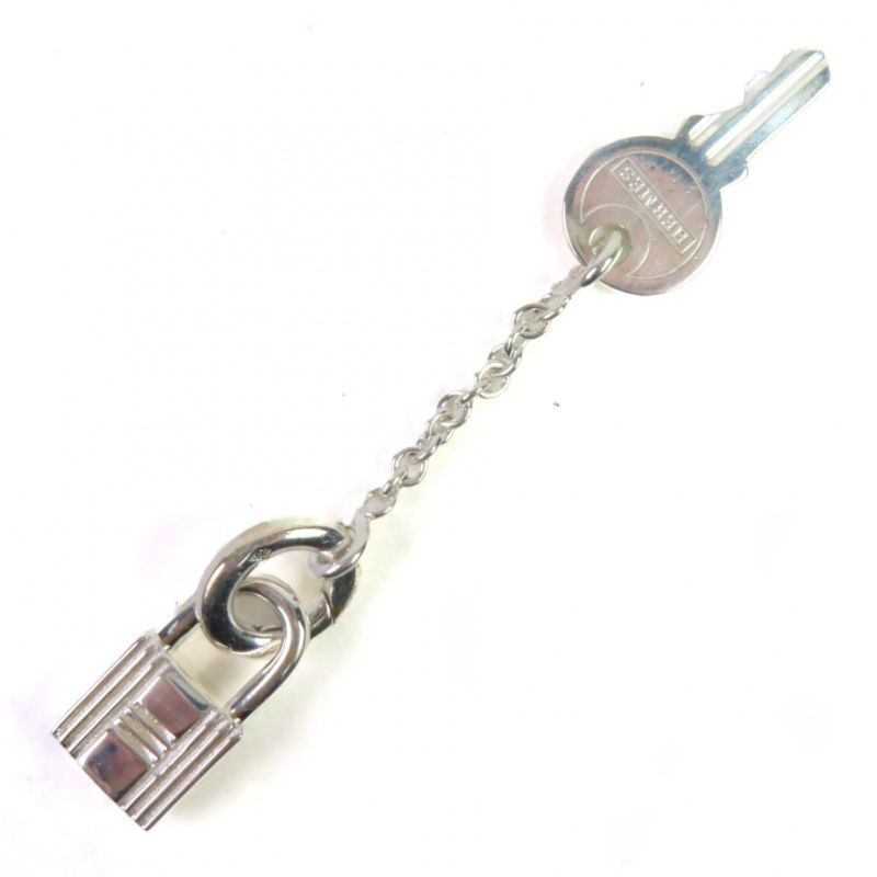 Hermes SV 925 Cadena Key Motif H Logo Necklace Pendant Top Accessory Silver — view 4