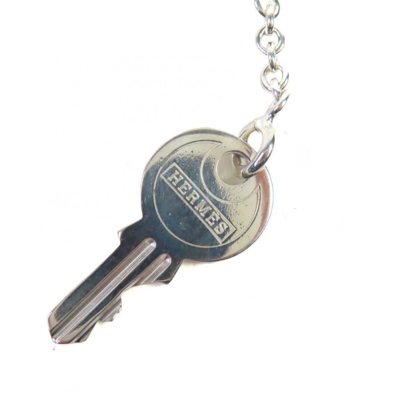 Hermes SV 925 Cadena Key Motif H Logo Necklace Pendant Top Accessory Silver — view 5