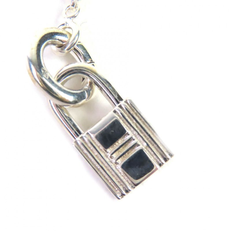 Hermes SV 925 Cadena Key Motif H Logo Necklace Pendant Top Accessory Silver — view 6