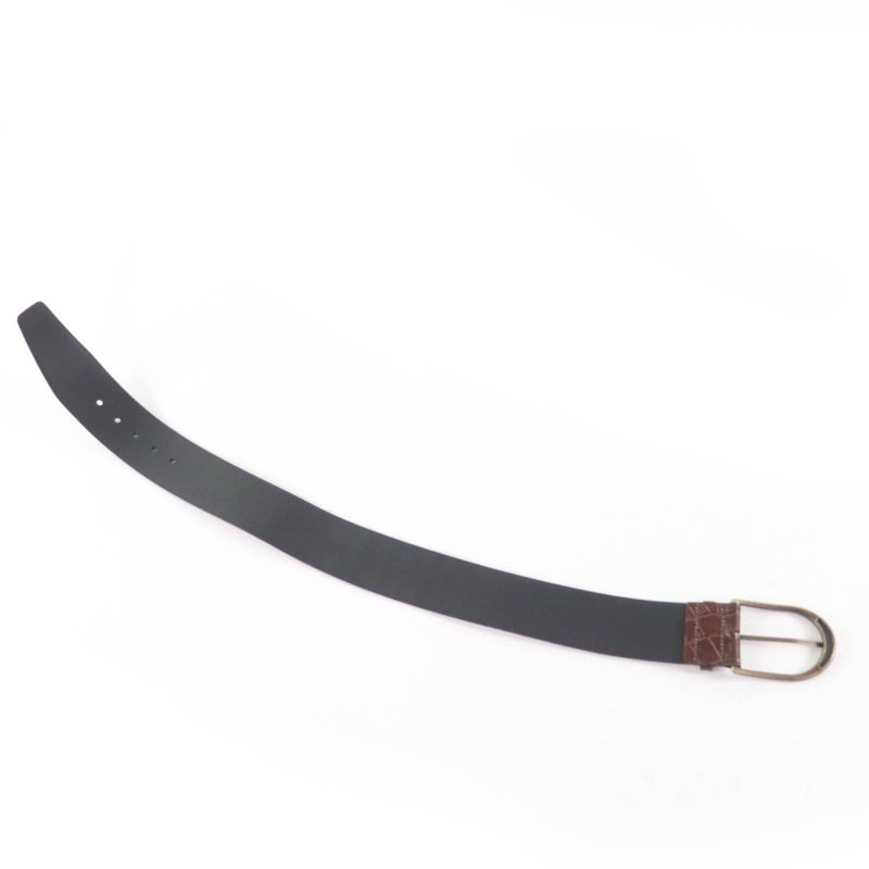Saint Laurent Logo Croc Shape Pressed Leather Belt Brown 65 Storage — view 9