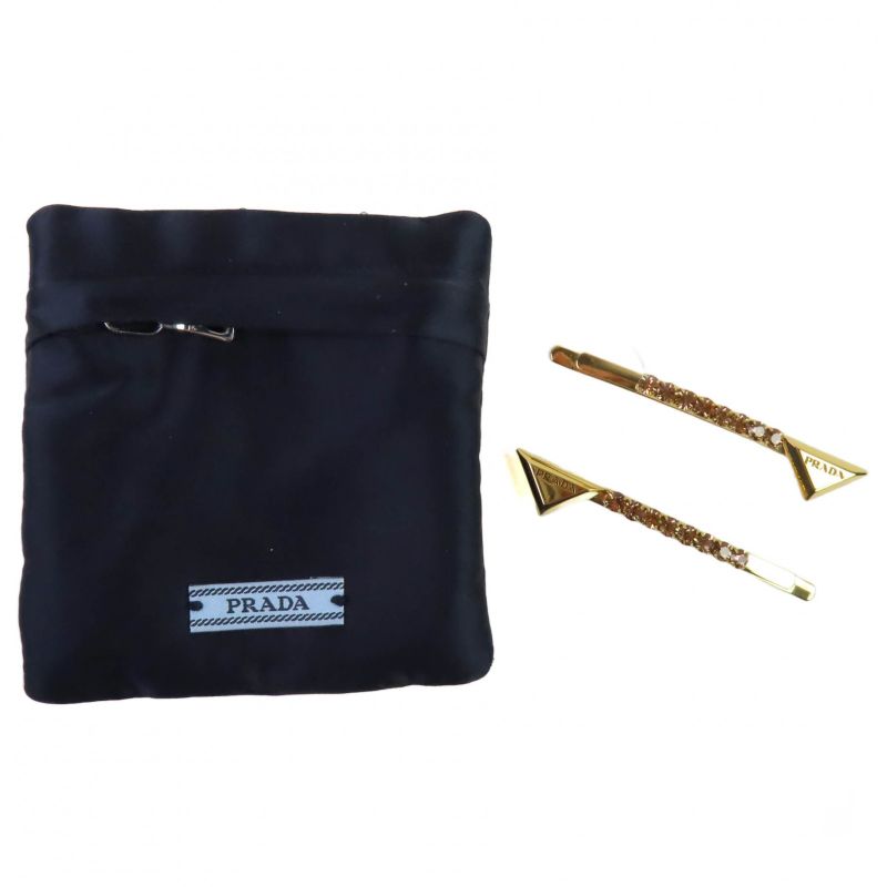 Prada 1 If098 GP Hairpin With Triangle Logo Rhinestone Decoration — view 2