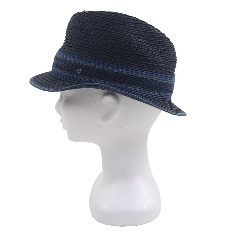Hermes Raffia Serie Button Medium Fold Hat Straw Navy Blue 58 — view 3