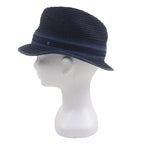 Hermes Raffia Serie Button Medium Fold Hat Straw Navy Blue 58 — view 3