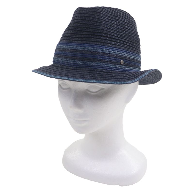 Hermes Raffia Serie Button Medium Fold Hat Straw Navy Blue 58 — view 2