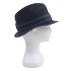 Hermes Raffia Serie Button Medium Fold Hat Straw Navy Blue 58 — view 5