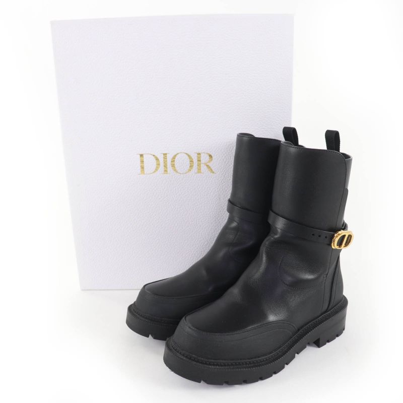 Christian Dior Empreinte Leather Short Boots With CD Logo — view 2