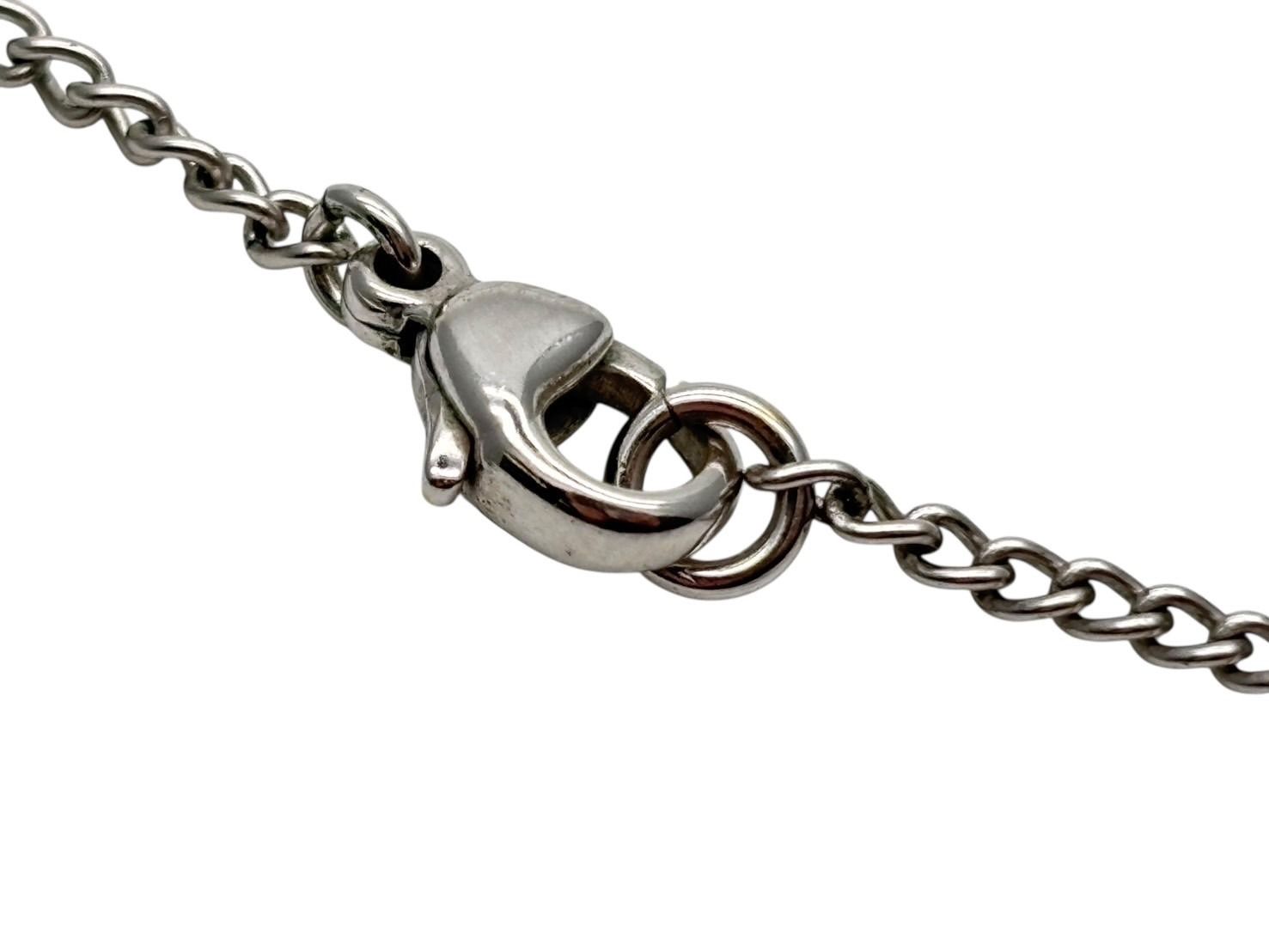 Chanel CC Logo Heart Necklace 04 42 Rhinestone Metal Clear Silver — view 8