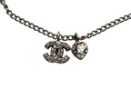 Chanel CC Logo Heart Necklace 04 42 Rhinestone Metal Clear Silver — view 2