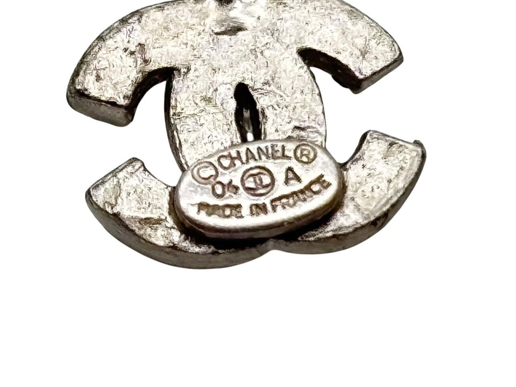 Chanel CC Logo Heart Necklace 04 42 Rhinestone Metal Clear Silver — view 7