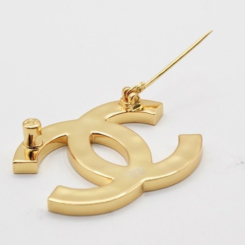 Chanel Brooch Corsage Gold Black Coco Mark — view 5