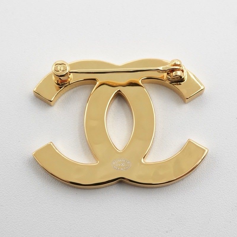 Chanel Brooch Corsage Gold Black Coco Mark — view 4
