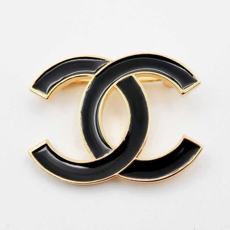 Chanel Brooch Corsage Gold Black Coco Mark — view 3