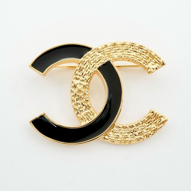 Chanel Brooch Corsage Gold Black Coco Mark — view 3