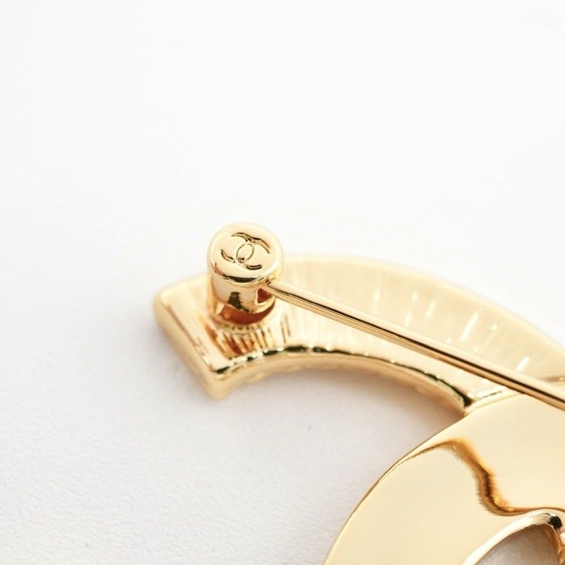 Chanel Brooch Corsage Gold Black Coco Mark — view 7