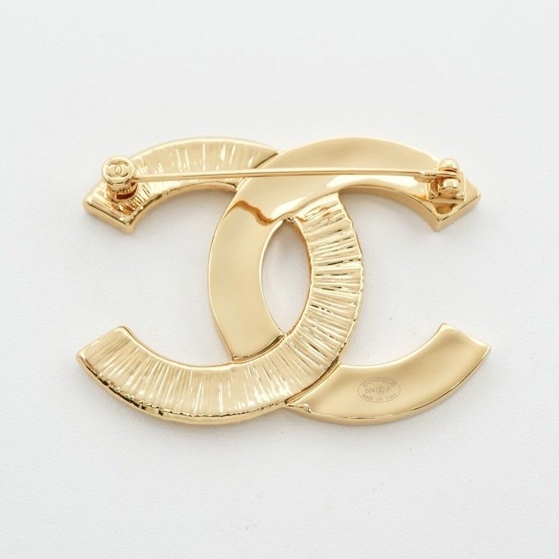 Chanel Brooch Corsage Gold Black Coco Mark — view 4