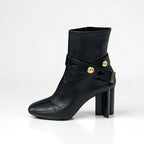 Louis Vuitton Silhouette Line Boots Short Shoes Leather Black Gold Logo — view 4