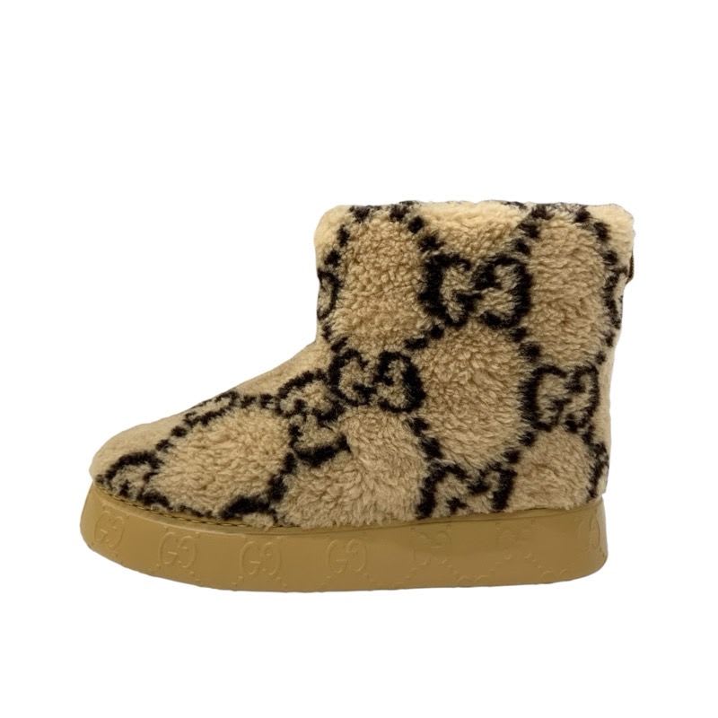 Gucci Boots Short Shoes Shearling Brown GG Signature — view 3