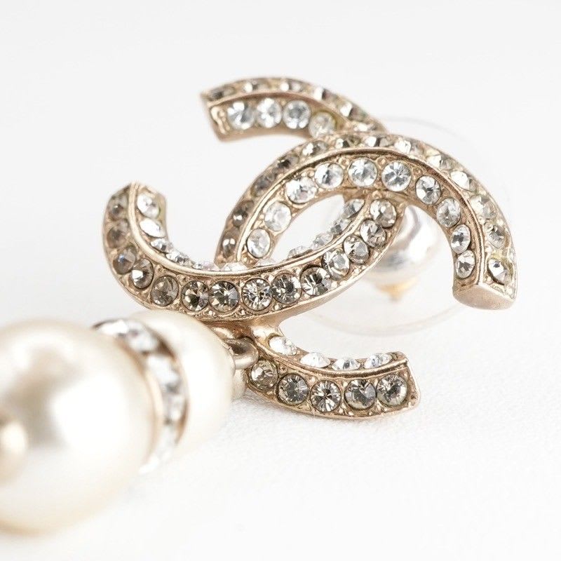 Chanel Earrings Gold Coco Mark Rhinestone — view 6