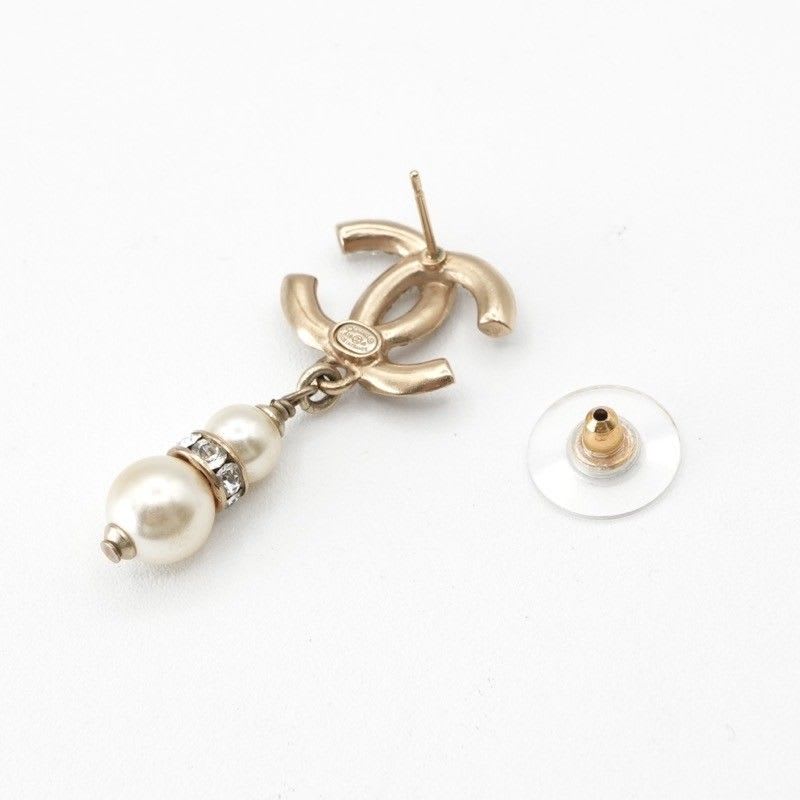 Chanel Earrings Gold Coco Mark Rhinestone — view 5