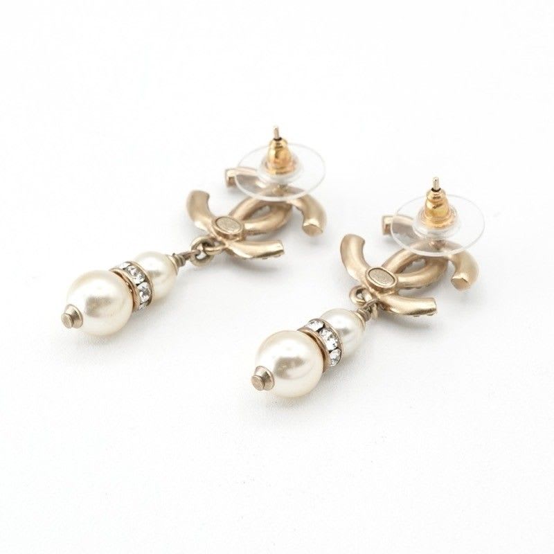 Chanel Earrings Gold Coco Mark Rhinestone — view 4