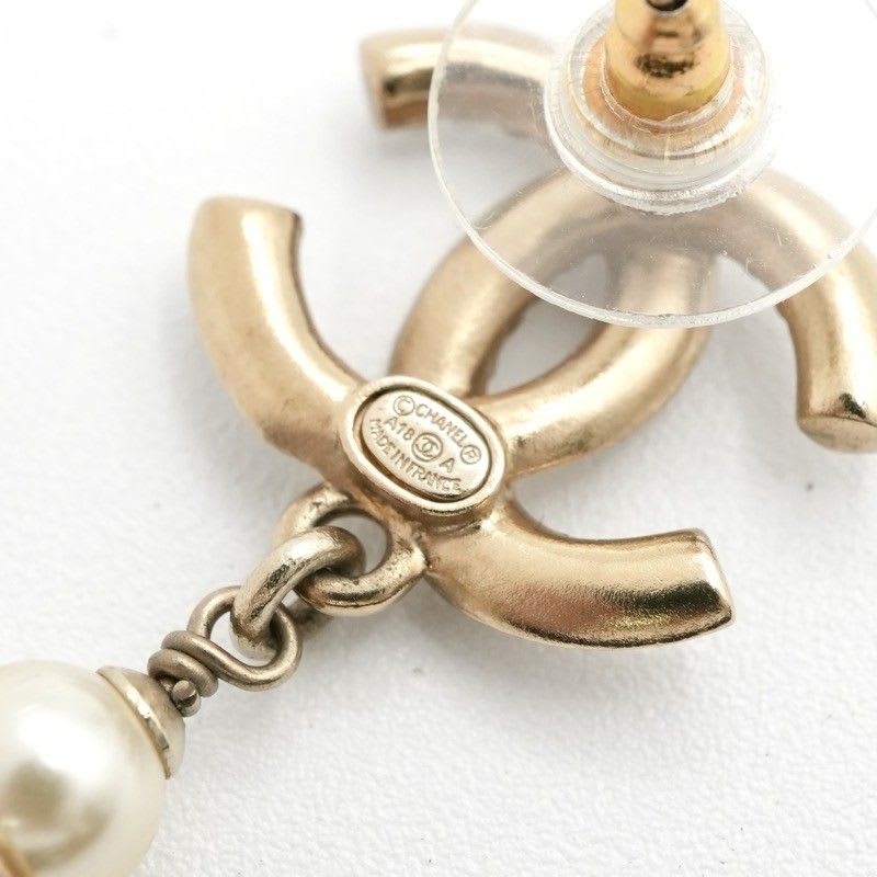 Chanel Earrings Gold Coco Mark Rhinestone — view 7