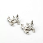Chanel Earrings Silver Black Coco Mark Rhinestone — view 4