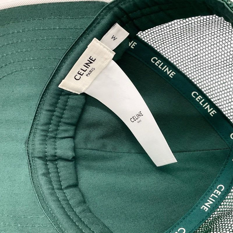 Celine Cap Hat Green White Gold Triomphe Mesh Baseball Cotton — view 7