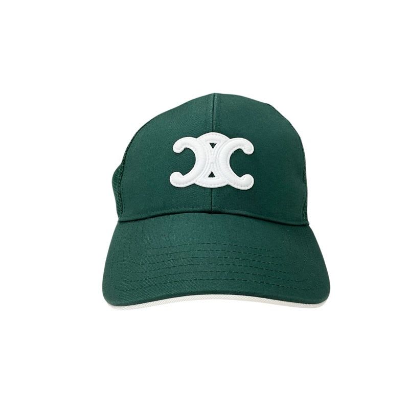Celine Cap Hat Green White Gold Triomphe Mesh Baseball Cotton — view 2