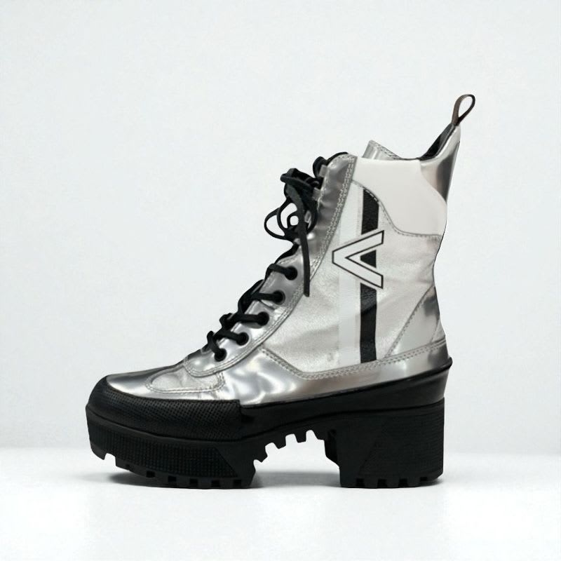Louis Vuitton Laurie Line Boots Short Shoes Leather Patent Silver Black — view 3