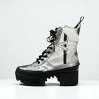 Louis Vuitton Laurie Line Boots Short Shoes Leather Patent Silver Black — view 3