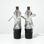 Louis Vuitton Laurie Line Boots Short Shoes Leather Patent Silver Black — view 5