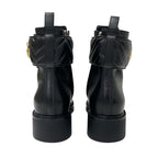 Gucci Double G Boots Short Shoes Leather Black Gold Quilted GG Marmont — view 5